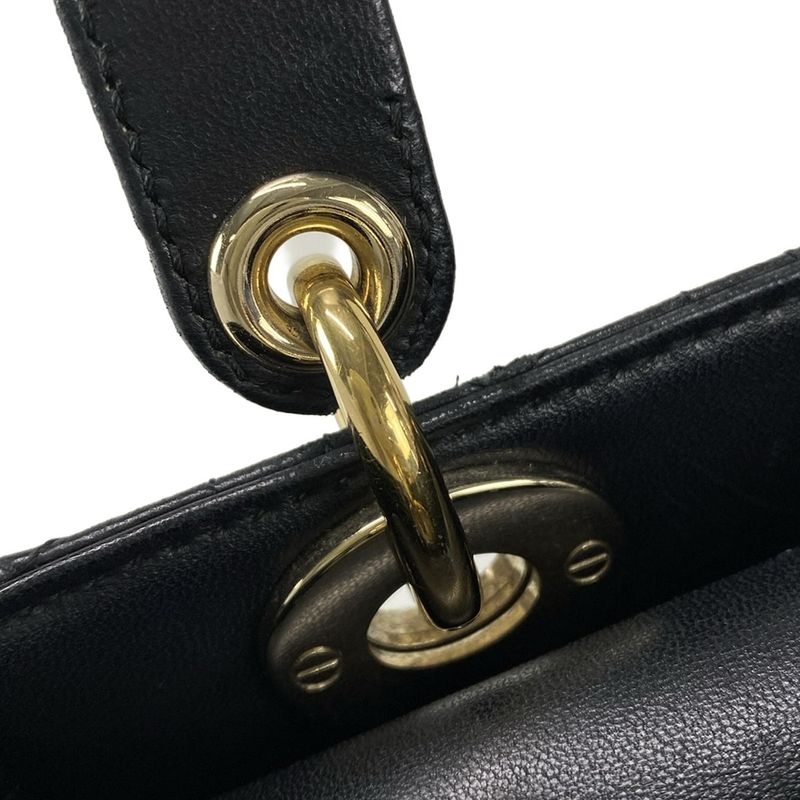 DIOR Christian Dior Handbag Lady Dior MY Abcdior Bag Small Black Lambskin