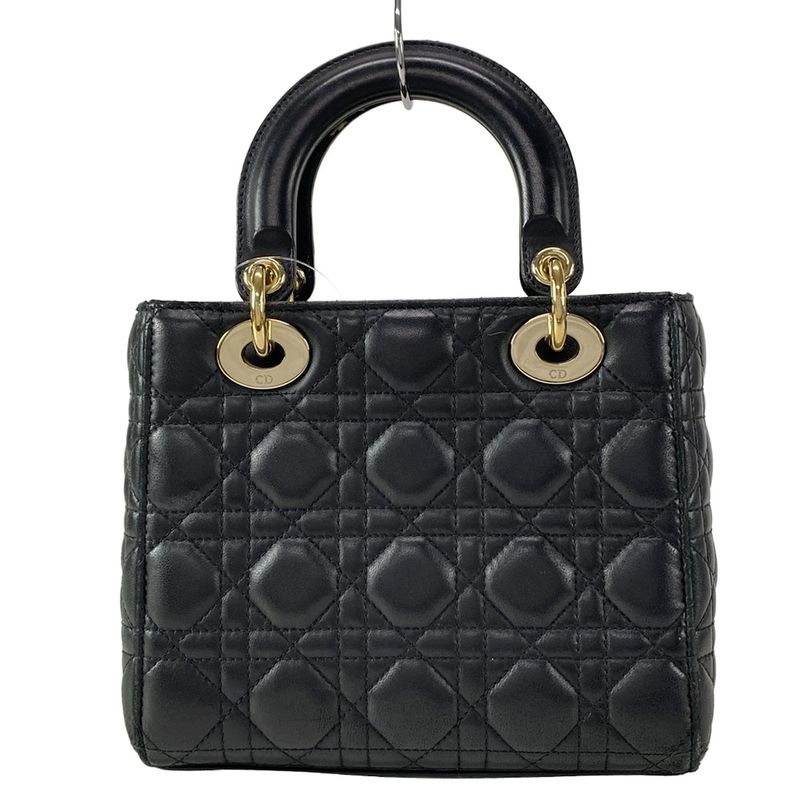 DIOR Christian Dior Handbag Lady Dior MY Abcdior Bag Small Black Lambskin