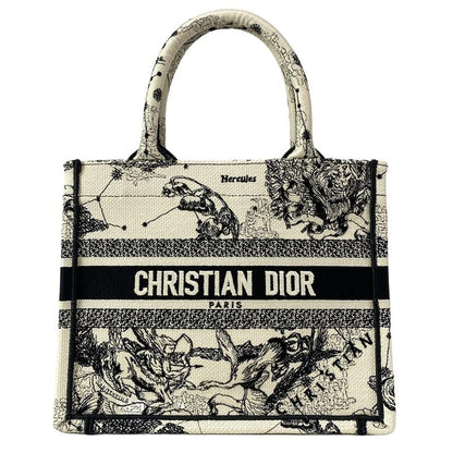 DIOR Christian Dior Tote Bag Book Tote Small Bag White And Black Dior Zodiac
