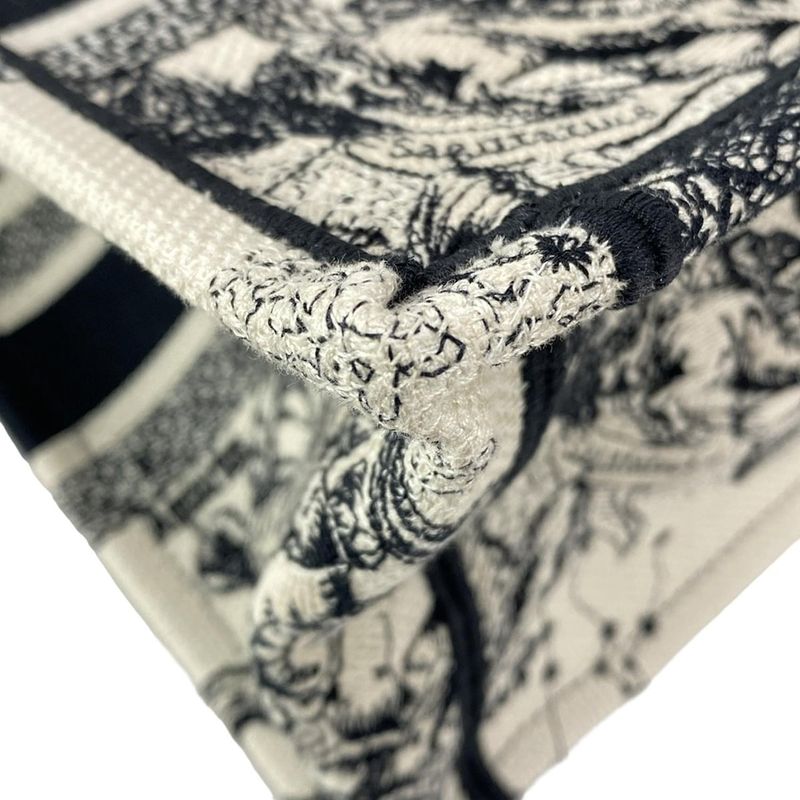 DIOR Christian Dior Tote Bag Book Tote Small Bag White And Black Dior Zodiac