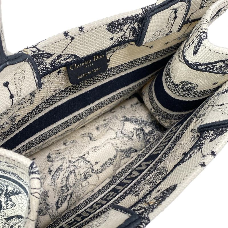 DIOR Christian Dior Tote Bag Book Tote Small Bag White And Black Dior Zodiac