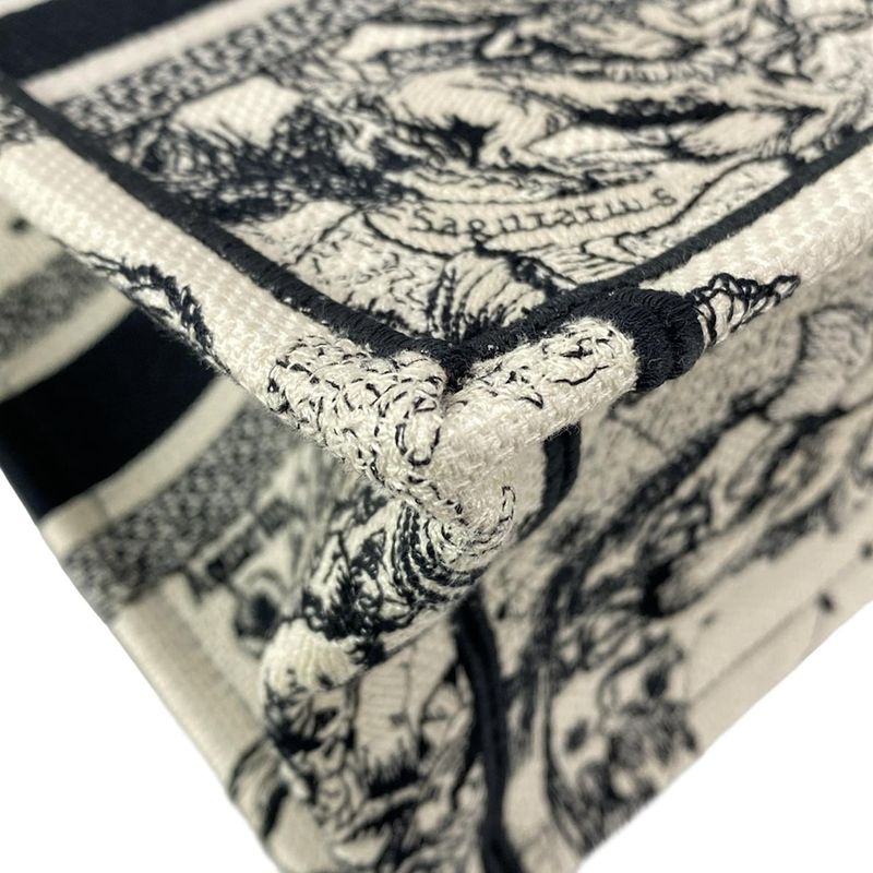 DIOR Christian Dior Tote Bag Book Tote Small Bag White And Black Dior Zodiac