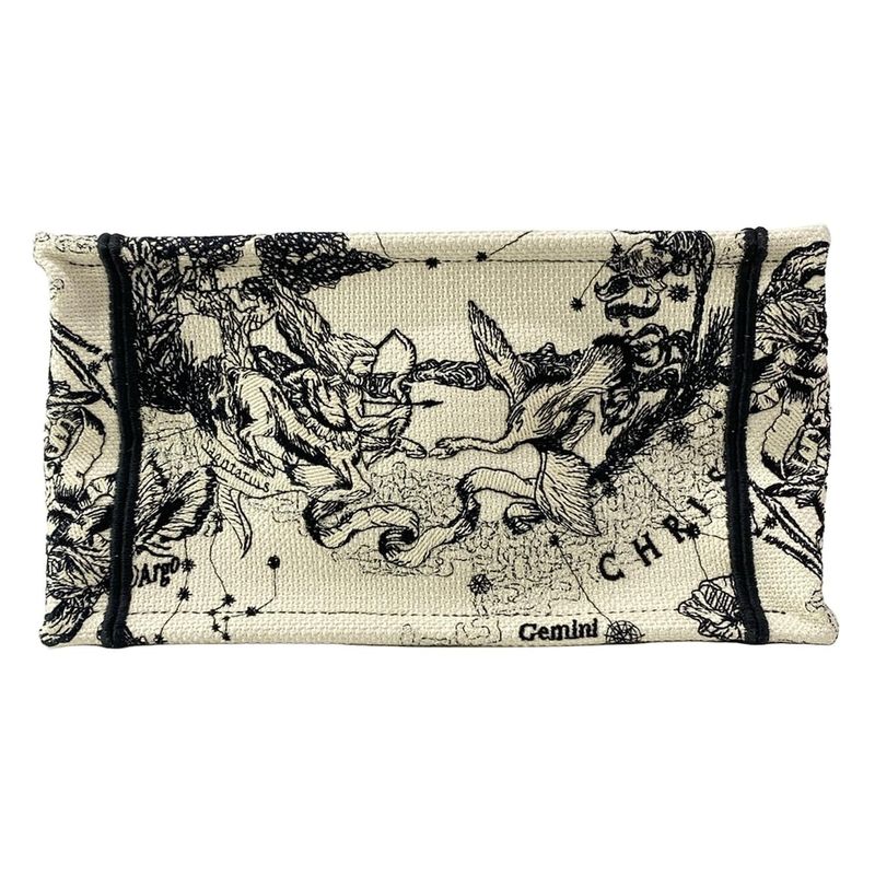 DIOR Christian Dior Tote Bag Book Tote Small Bag White And Black Dior Zodiac