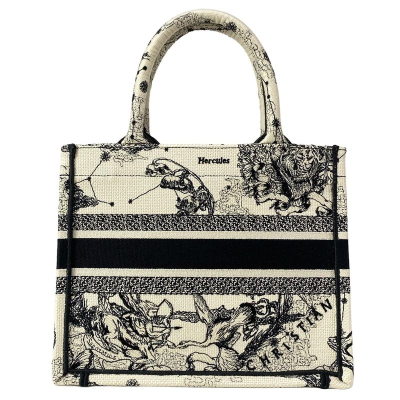 DIOR Christian Dior Tote Bag Book Tote Small Bag White And Black Dior Zodiac