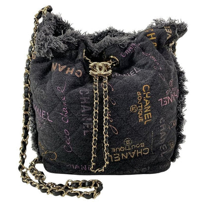 Chanel Shoulder Bag Matelasse As3091 Dark Grey X Multi Drawstring Bag Metal