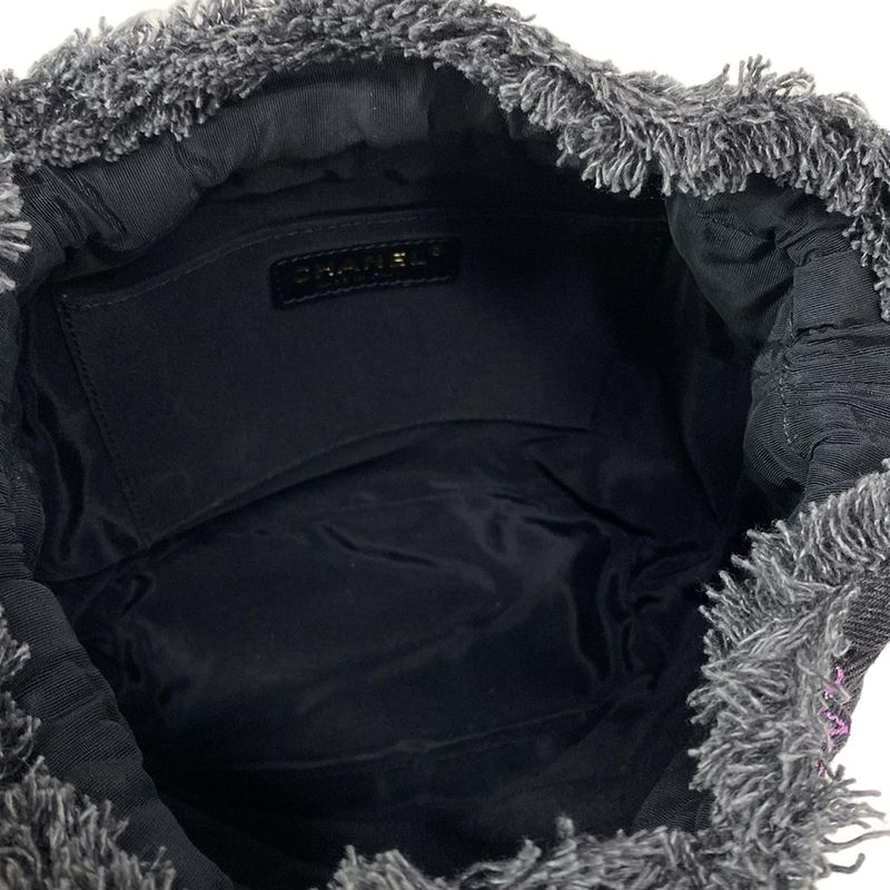 Chanel Shoulder Bag Matelasse As3091 Dark Grey X Multi Drawstring Bag Metal