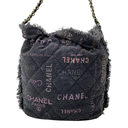 Chanel Shoulder Bag Matelasse As3091 Dark Grey X Multi Drawstring Bag Metal