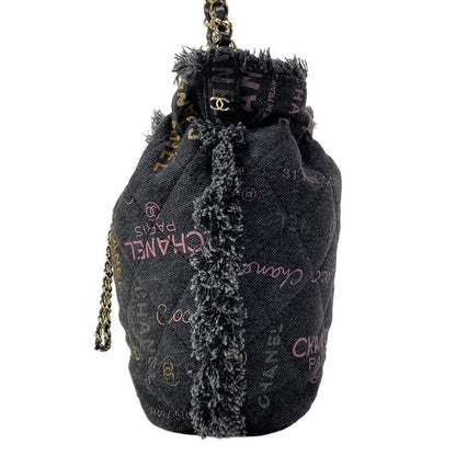 Chanel Shoulder Bag Matelasse As3091 Dark Grey X Multi Drawstring Bag Metal