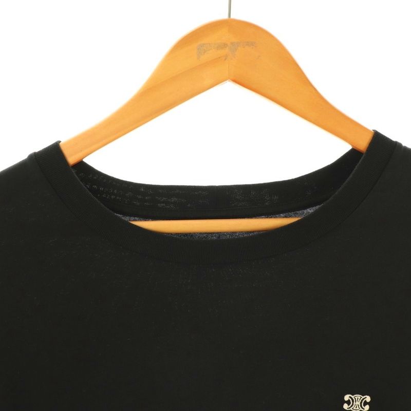 Celine 24SS Triomphe Loose T-shirt Cut And Sewn With Logo Embroidery XL Black
