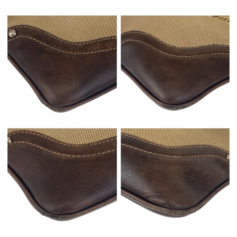 Prada Logo Jacquard Beige Brown Silver Hardware Canvas Shoulder Bag Messenger