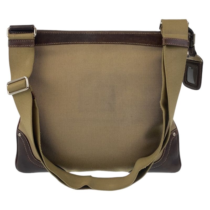Prada Logo Jacquard Beige Brown Silver Hardware Canvas Shoulder Bag Messenger