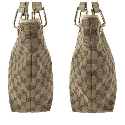 Gucci Brown Ivory Gold Hardware GG Canvas 120840 Tote Bag Shoulder Bag Women