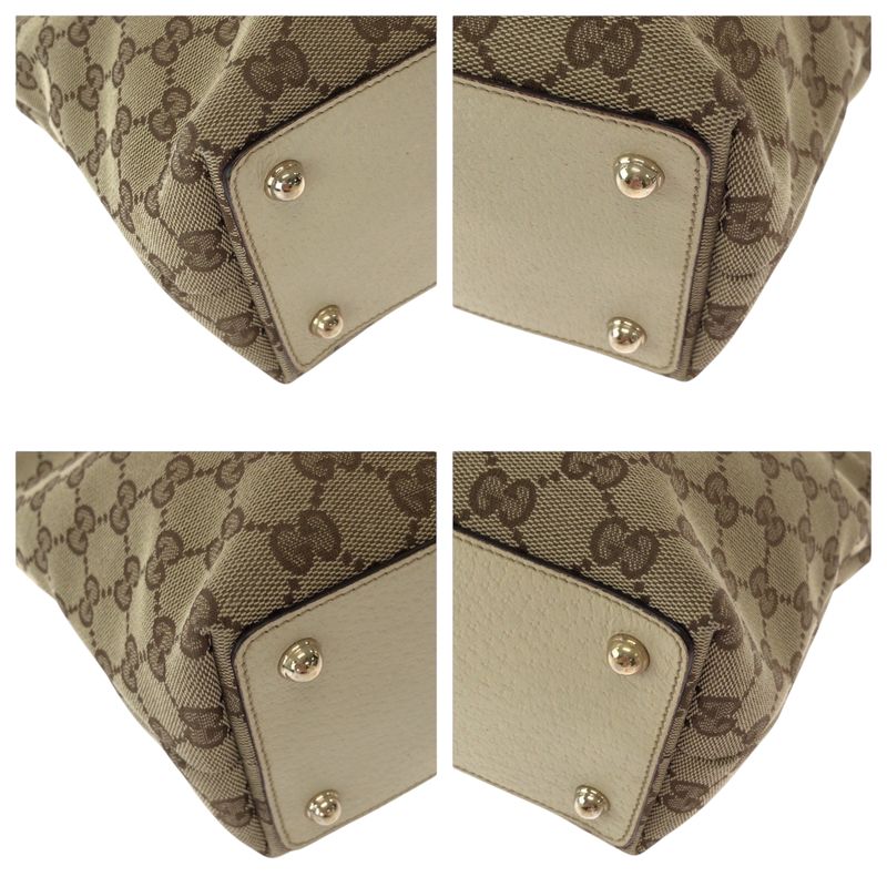 Gucci Brown Ivory Gold Hardware GG Canvas 120840 Tote Bag Shoulder Bag Women
