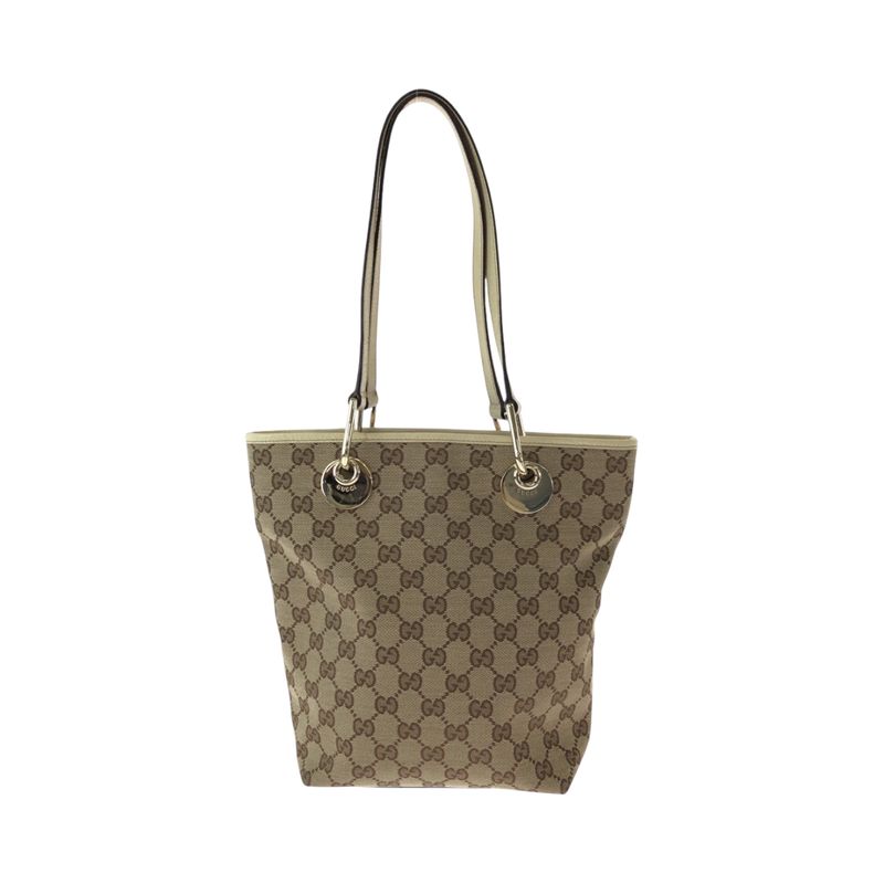 Gucci Brown Ivory Gold Hardware GG Canvas 120840 Tote Bag Shoulder Bag Women