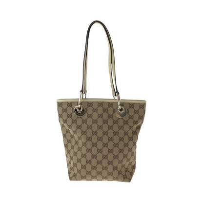 Gucci Brown Ivory Gold Hardware GG Canvas 120840 Tote Bag Shoulder Bag Women