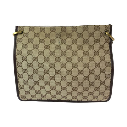 Gucci Plate Charm Beige Brown Gold Hardware GG Canvas 91762 Shoulder Bag