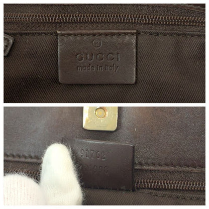 Gucci Plate Charm Beige Brown Gold Hardware GG Canvas 91762 Shoulder Bag