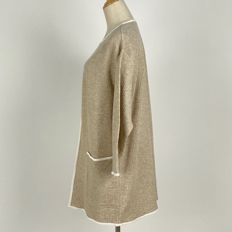 Christian DIOR Knit Long Sleeve Cardigan Long Length Piping Top Cardigan Cotton