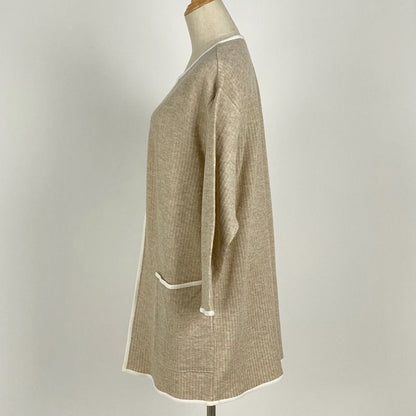 Christian DIOR Knit Long Sleeve Cardigan Long Length Piping Top Cardigan Cotton