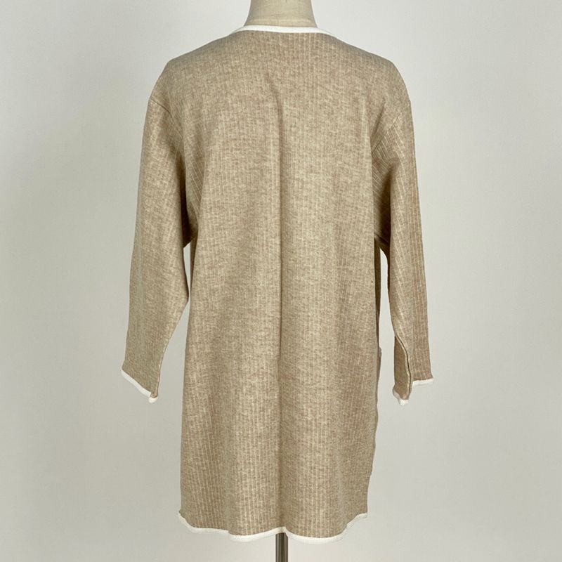 Christian DIOR Knit Long Sleeve Cardigan Long Length Piping Top Cardigan Cotton