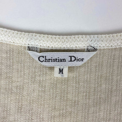 Christian DIOR Knit Long Sleeve Cardigan Long Length Piping Top Cardigan Cotton
