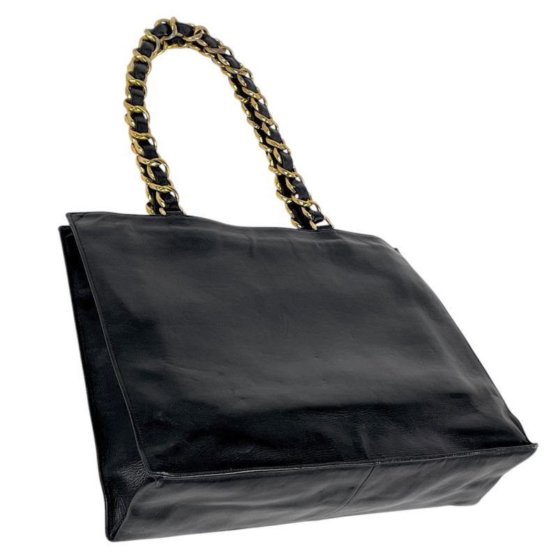 Chanel Coco Mark Chain Tote Bag Shoulder Bag Tote Leather Black Women