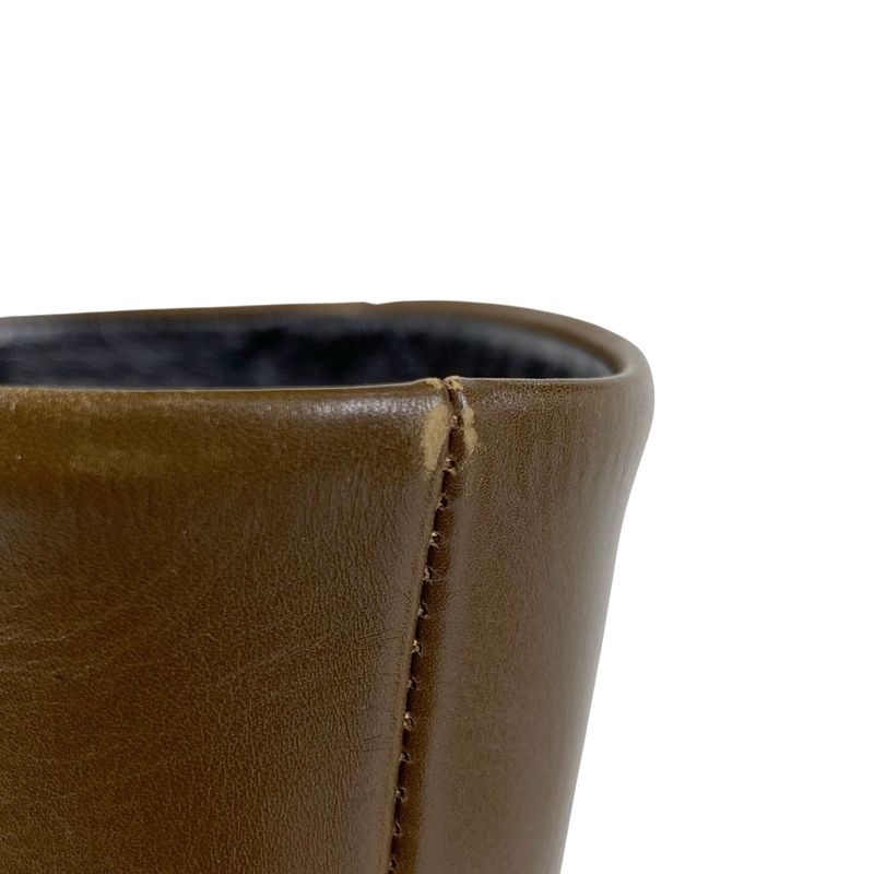 Prada Square Toe Boots High Heel Medium Shoes Boots Leather Brown Women's