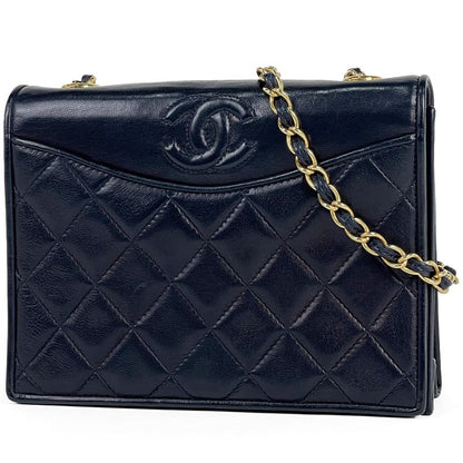 Chanel Coco Mark Chain Shoulder Bag Matelasse Shoulder Bag Leather Navy Women