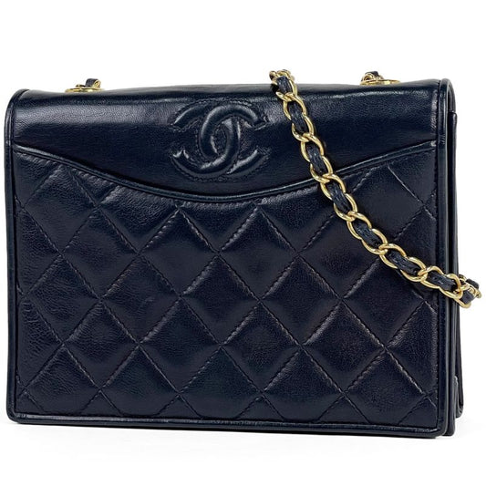 Chanel Coco Mark Chain Shoulder Bag Matelasse Shoulder Bag Leather Navy Women