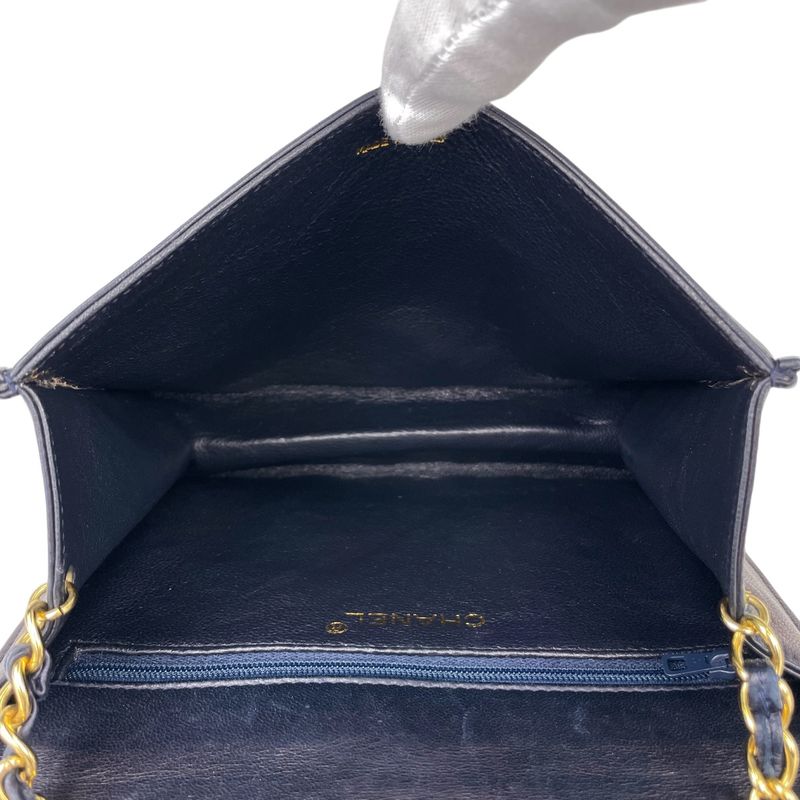 Chanel Coco Mark Chain Shoulder Bag Matelasse Shoulder Bag Leather Navy Women