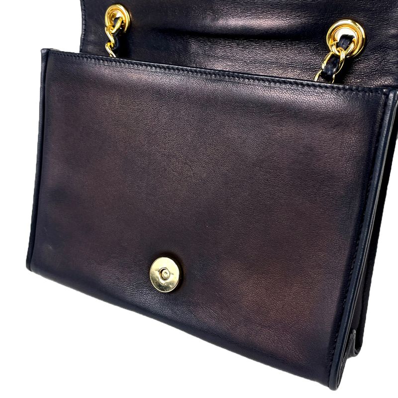 Chanel Coco Mark Chain Shoulder Bag Matelasse Shoulder Bag Leather Navy Women