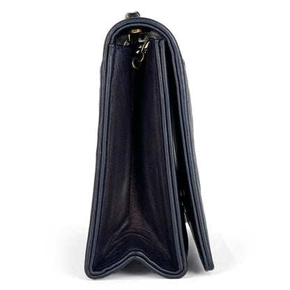 Chanel Coco Mark Chain Shoulder Bag Matelasse Shoulder Bag Leather Navy Women