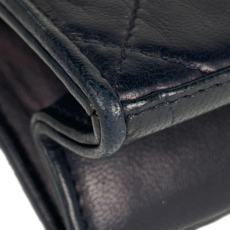 Chanel Coco Mark Chain Shoulder Bag Matelasse Shoulder Bag Leather Navy Women