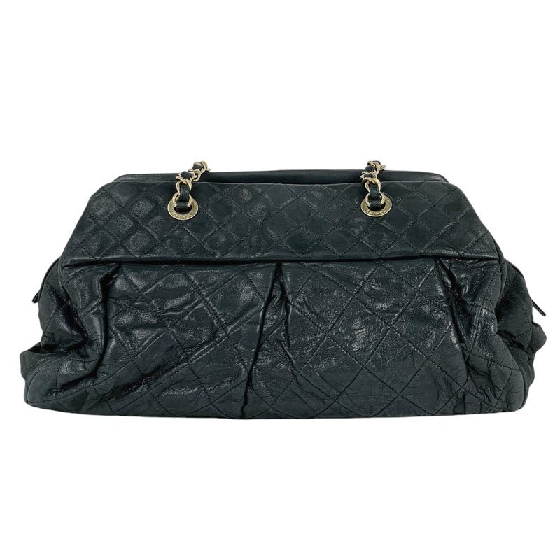 Chanel Coco Mark Chain Shoulder Bag Matelasse Cambon Shoulder Bag Fabric Black
