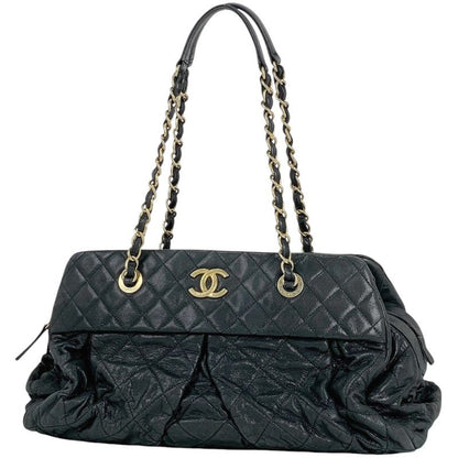 Chanel Coco Mark Chain Shoulder Bag Matelasse Cambon Shoulder Bag Fabric Black