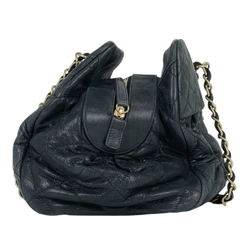 Chanel Coco Mark Chain Shoulder Bag Matelasse Cambon Shoulder Bag Fabric Black
