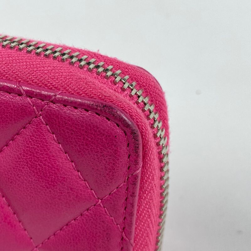 Chanel Coco Mark Round Zipper Coin Case Card Case Matelasse Coin Case Leather