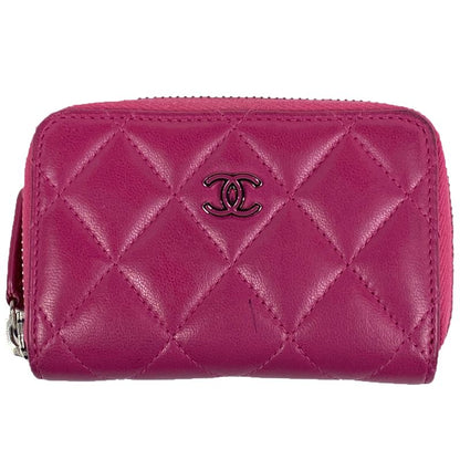 Chanel Coco Mark Round Zipper Coin Case Card Case Matelasse Coin Case Leather