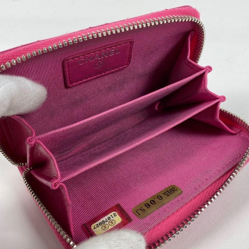 Chanel Coco Mark Round Zipper Coin Case Card Case Matelasse Coin Case Leather