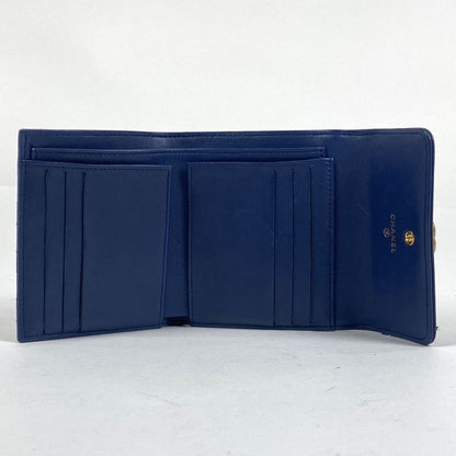 Chanel Boy Chanel Trifold Wallet Mini Wallet Trifold Leather Navy Women