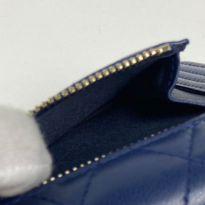 Chanel Boy Chanel Trifold Wallet Mini Wallet Trifold Leather Navy Women