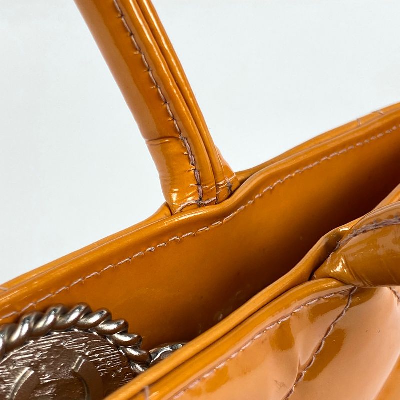 Chanel Reprint Tote Handbag Coco Mark Enamel Tote Leather Orange A01804 Women