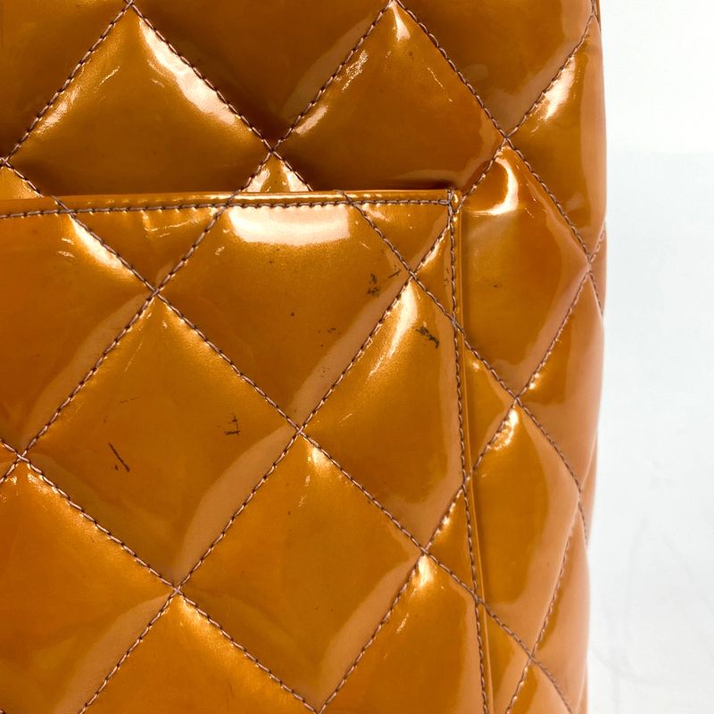 Chanel Reprint Tote Handbag Coco Mark Enamel Tote Leather Orange A01804 Women