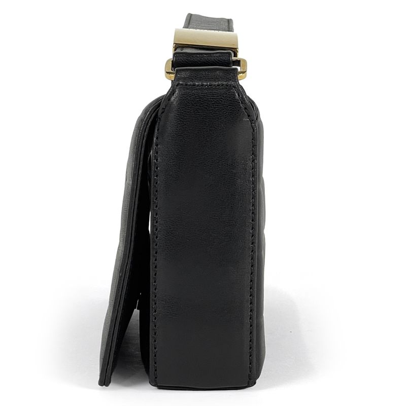 Chanel Choco Bar Shoulder Bag Coco Mark Handbag Shoulder Bag Leather Black Women