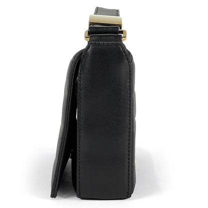 Chanel Choco Bar Shoulder Bag Coco Mark Handbag Shoulder Bag Leather Black Women