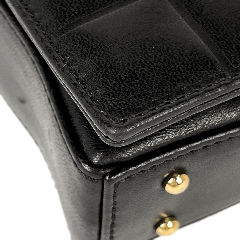 Chanel Choco Bar Shoulder Bag Coco Mark Handbag Shoulder Bag Leather Black Women