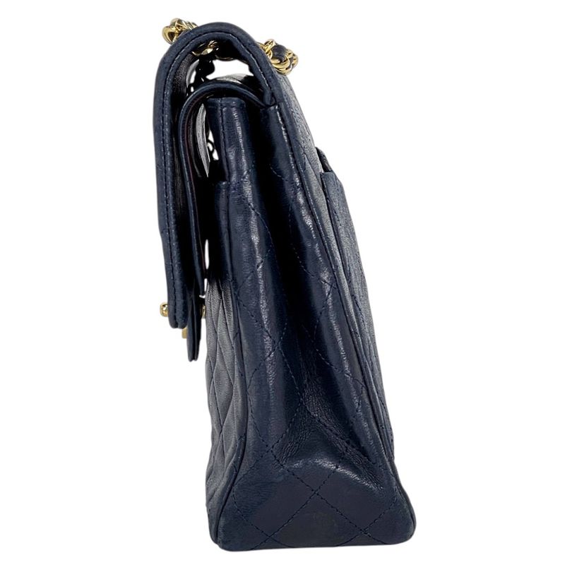 Chanel Matelasse W Flap Chain Shoulder Bag Coco Mark Shoulder Bag Leather Navy