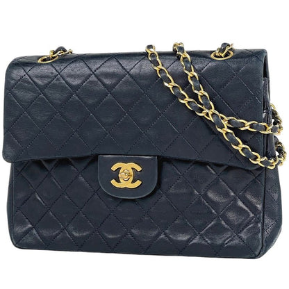 Chanel Matelasse W Flap Chain Shoulder Bag Coco Mark Shoulder Bag Leather Navy