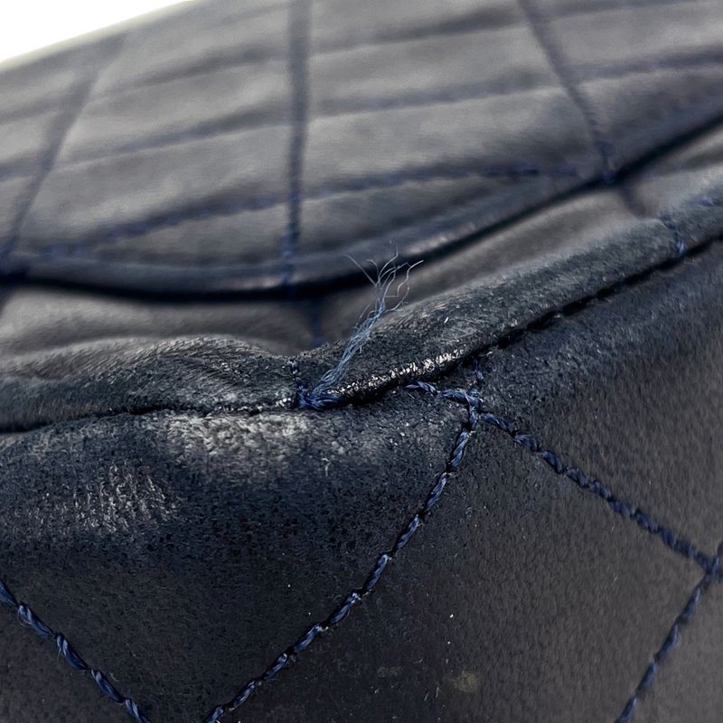 Chanel Matelasse W Flap Chain Shoulder Bag Coco Mark Shoulder Bag Leather Navy