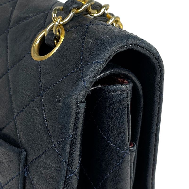 Chanel Matelasse W Flap Chain Shoulder Bag Coco Mark Shoulder Bag Leather Navy